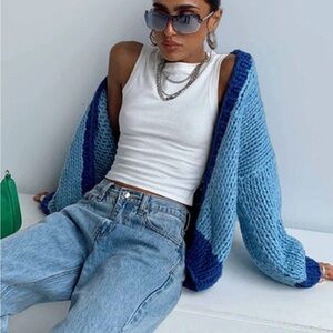 Princess Polly Blue Knit Cardigan